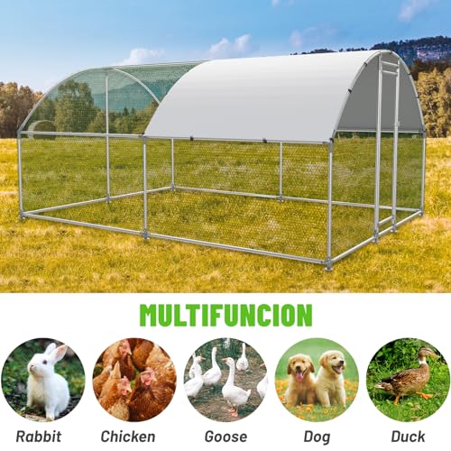 Large Metal Walk-in Chicken Coop with Anti-UV Cover D8276