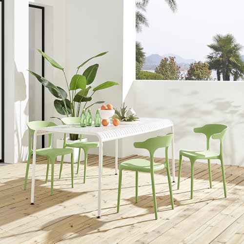 Stackable Plastic Dining Chair Set of 4 Charcoal Gray U921021