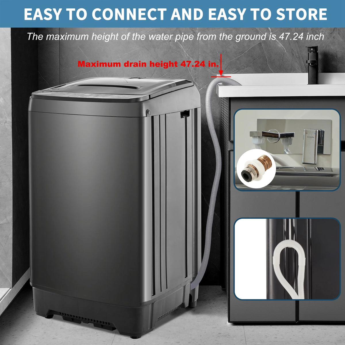 Portable Automatic Washer Machine with Drain Pump 17.6 Pounds U5077