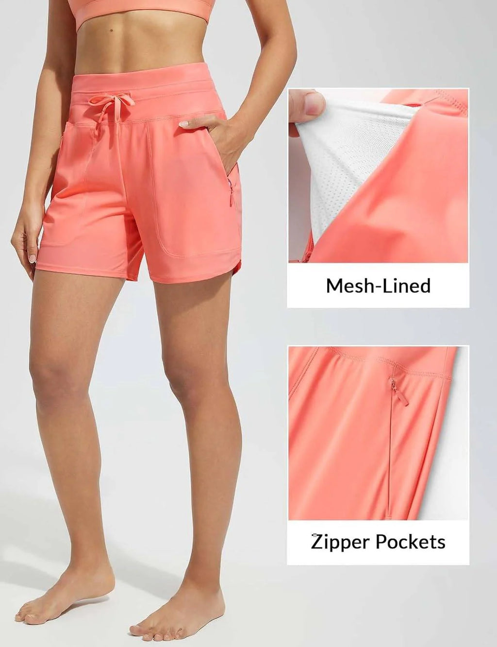 High-Waisted Quick-Dry Swim Shorts E79227