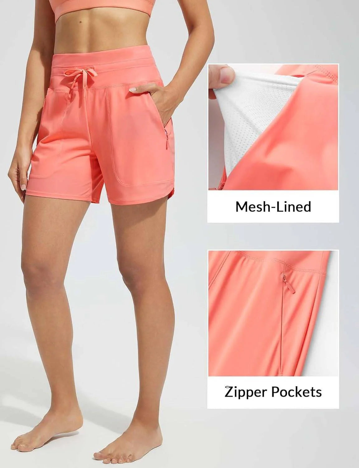 High-Waisted Quick-Dry Swim Shorts E79227
