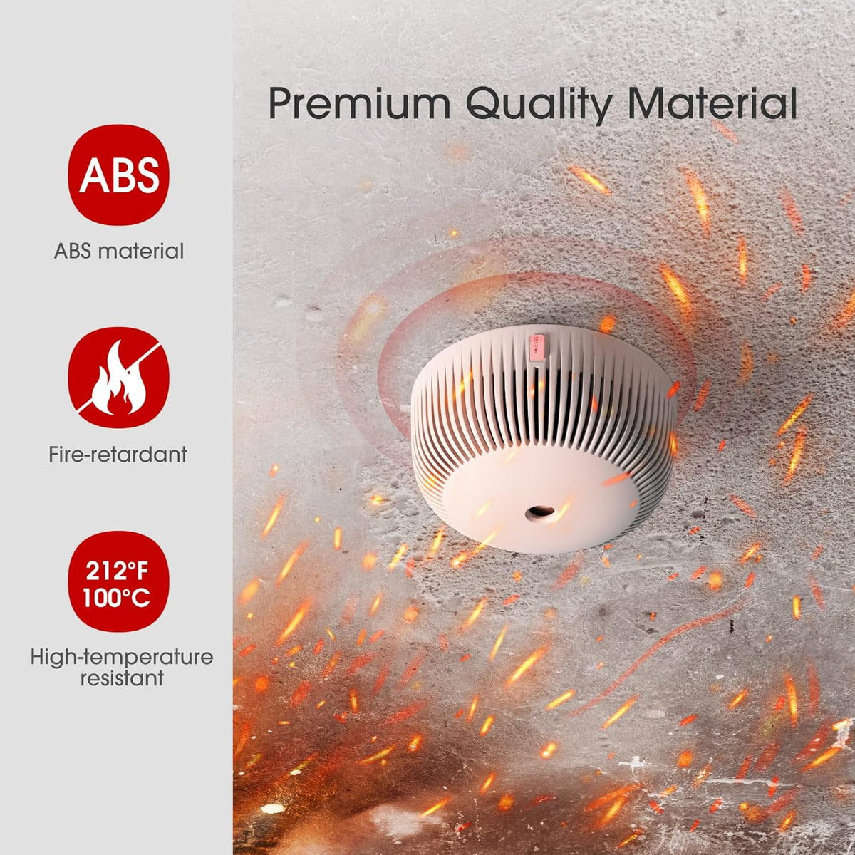 Mini Smoke Detector with 10-Year Battery, Photoelectric Sensor, Pack of 6 Z4897