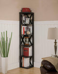 Espresso Wood 5 Tier Corner Bookcase Z846660