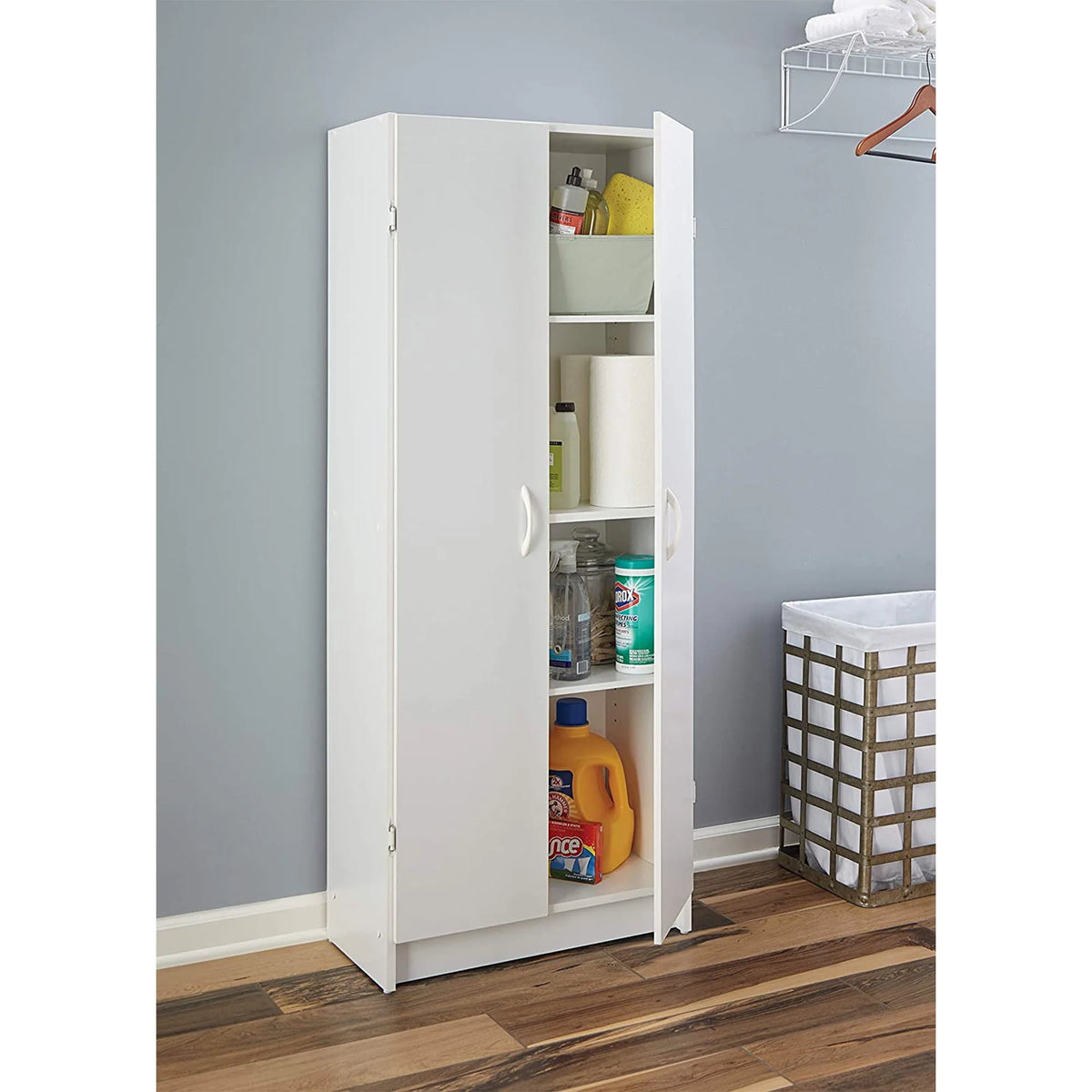 Adjustable 4 Shelf Pantry Cabinet, White T655
