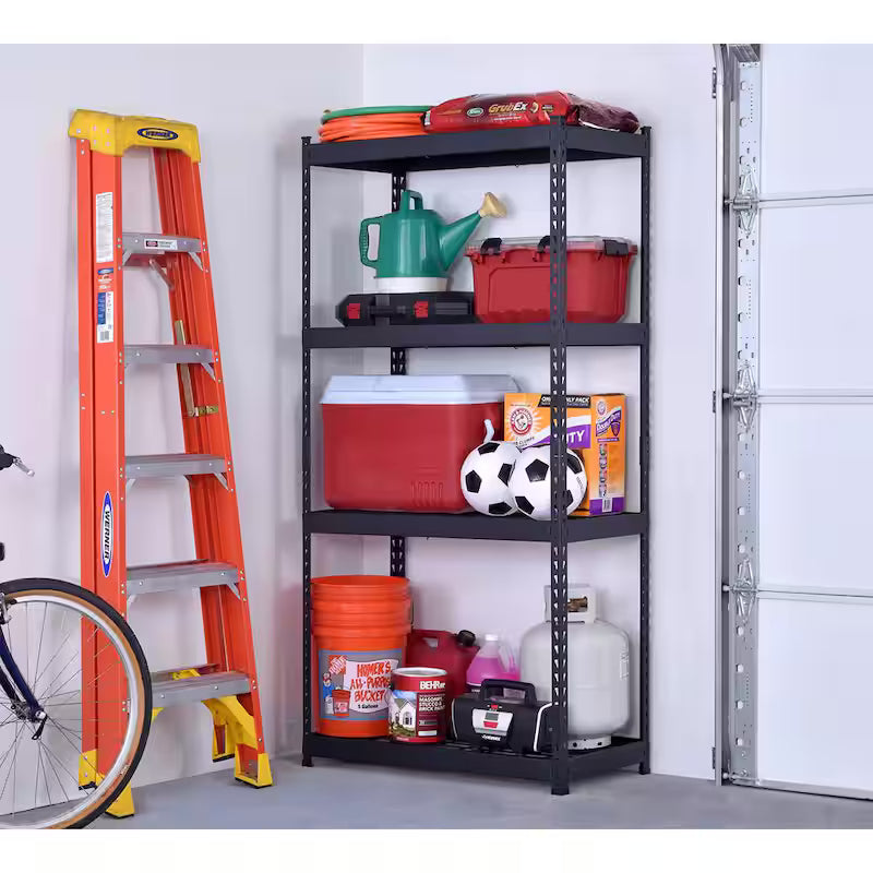 4-Tier Heavy Duty Steel Shelving Unit in Black Q303126