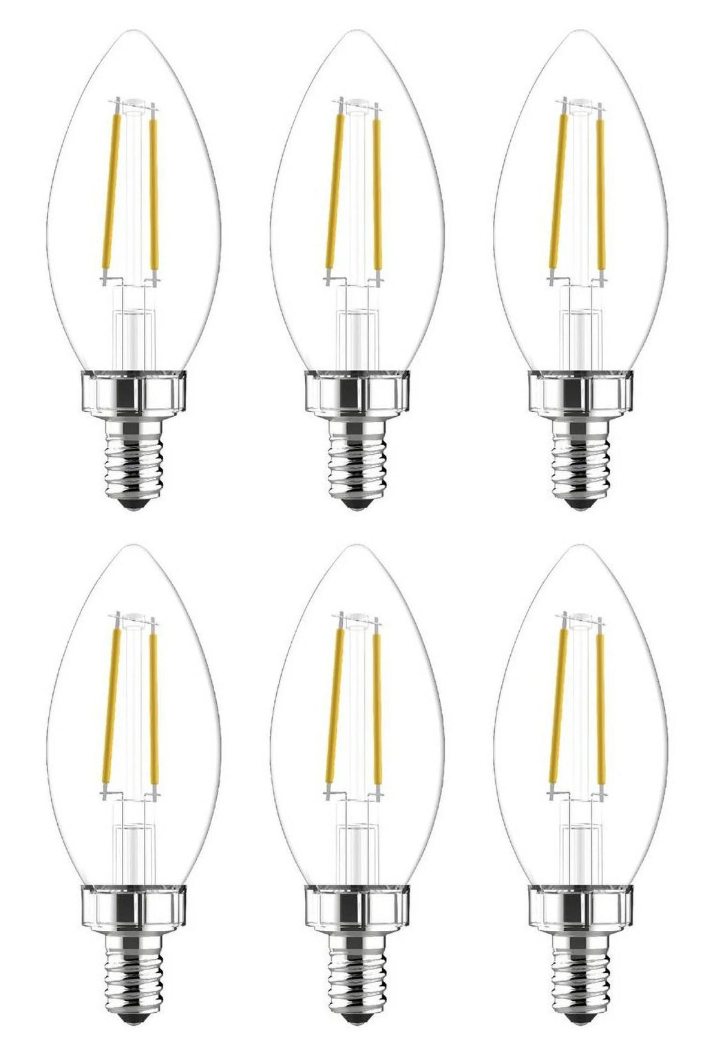 6 Bulbs Clear Dimmable LED Chandelier Light Bulb U77659