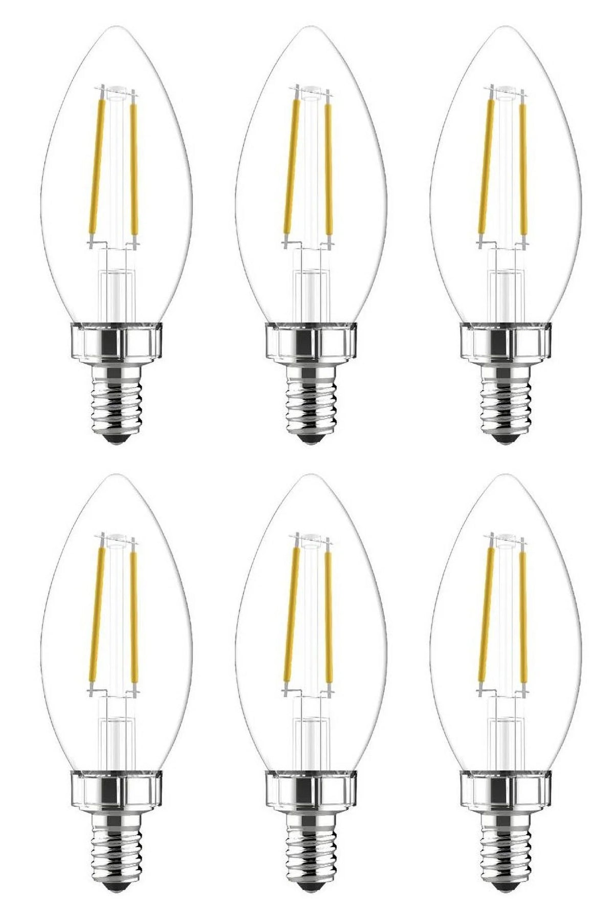 6 Bulbs Clear Dimmable LED Chandelier Light Bulb U77659