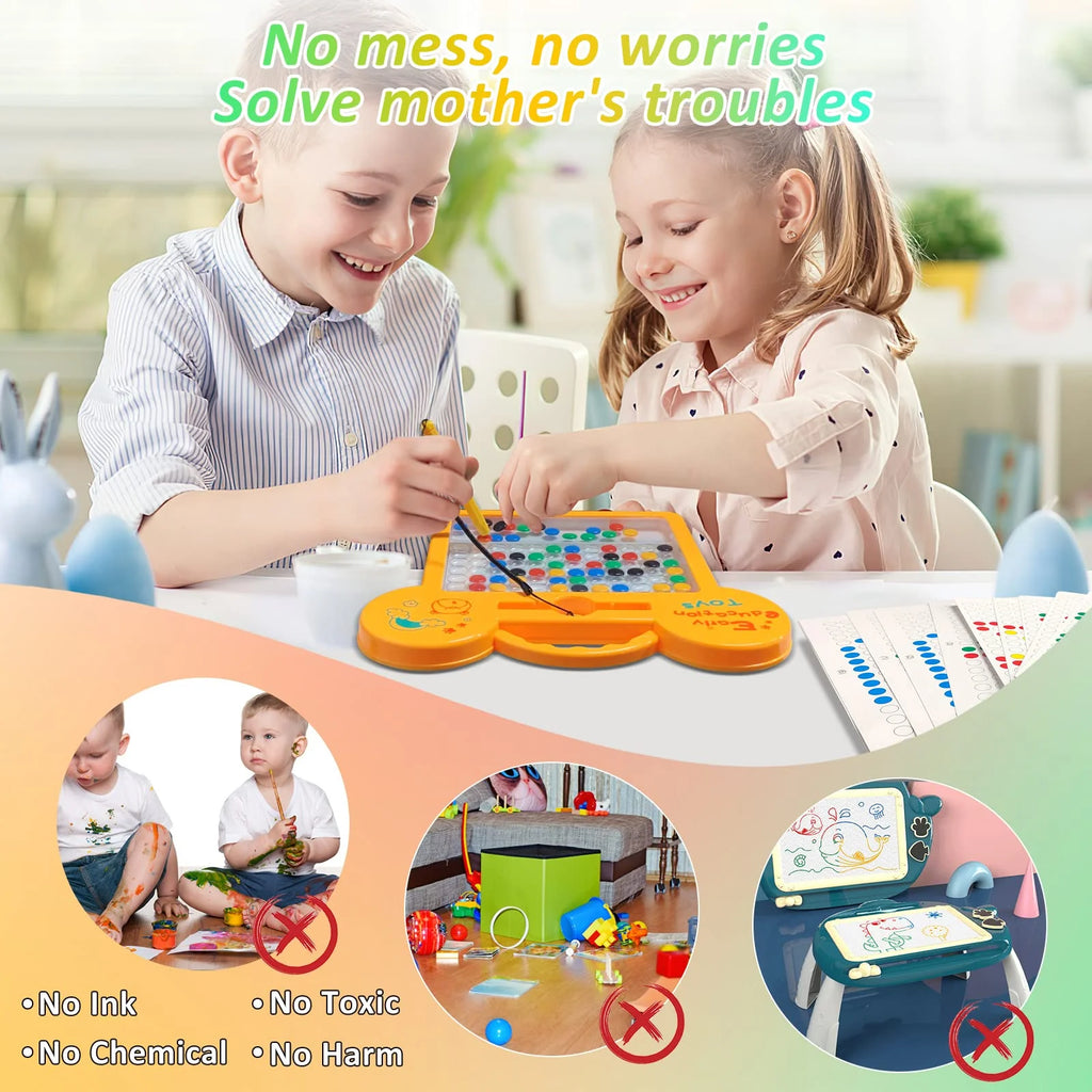 Magnetic Dots Board Montessori Educational Preschool Toy Doodle Board 9x8" with Magnetic Beads E6460