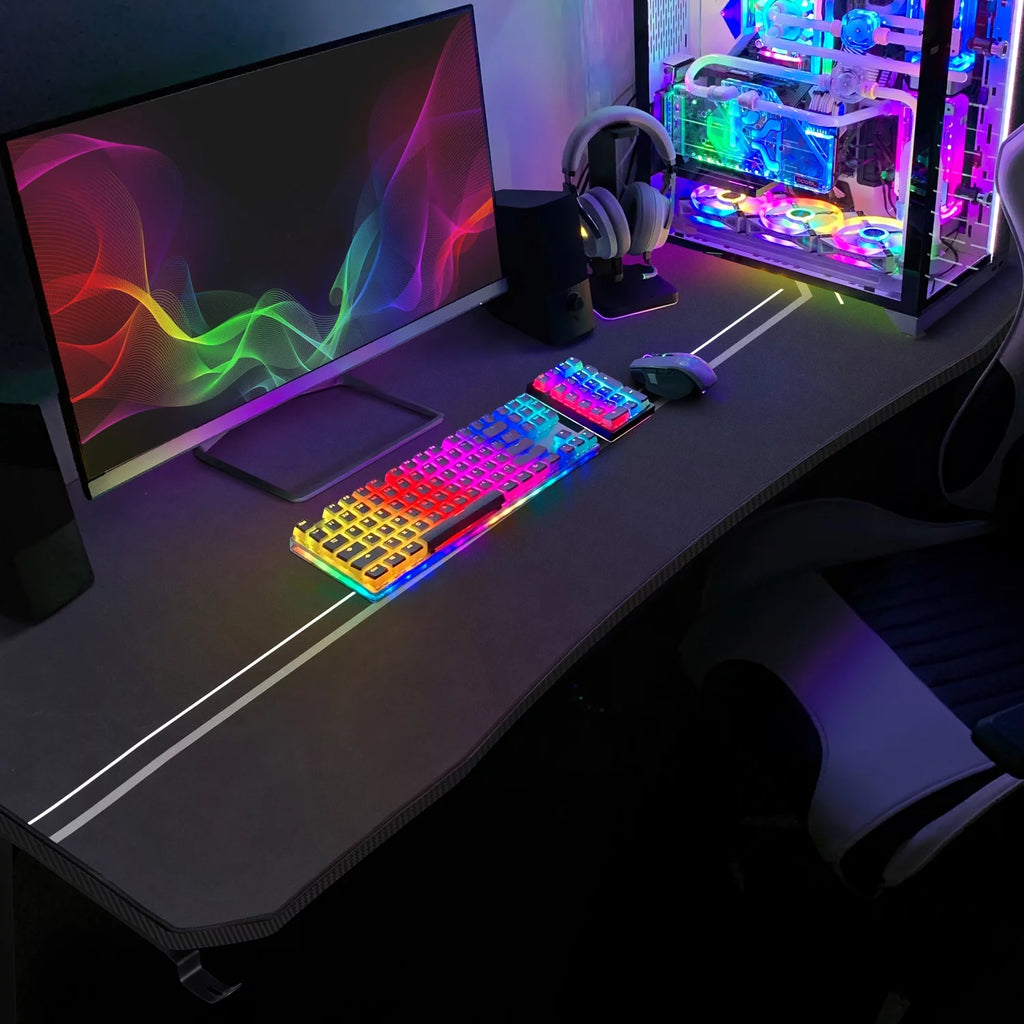 Black Gaming Computer Desk with Cup Holder and Headphone Hook Q401511