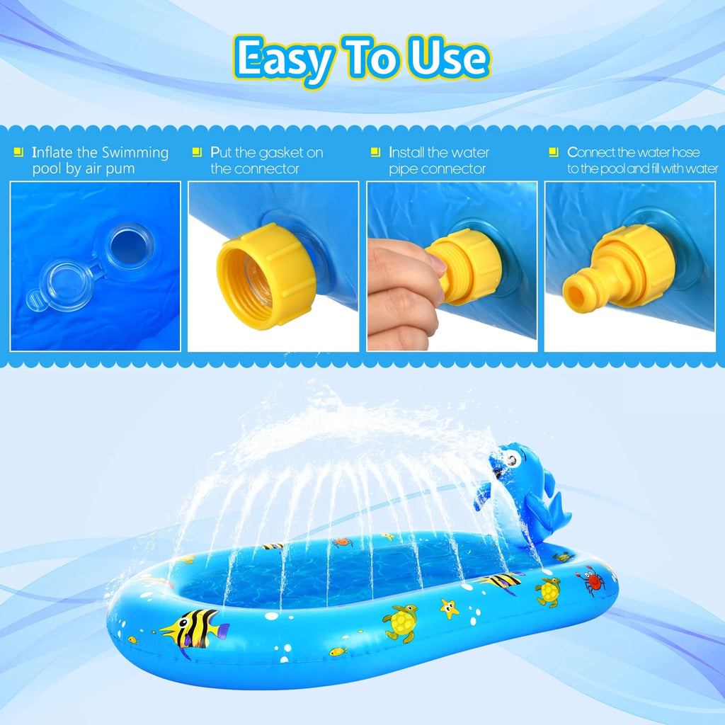 Inflatable Sprinkler Pool 170 * 101cm / 67 * 40in Kiddie Pool K53264