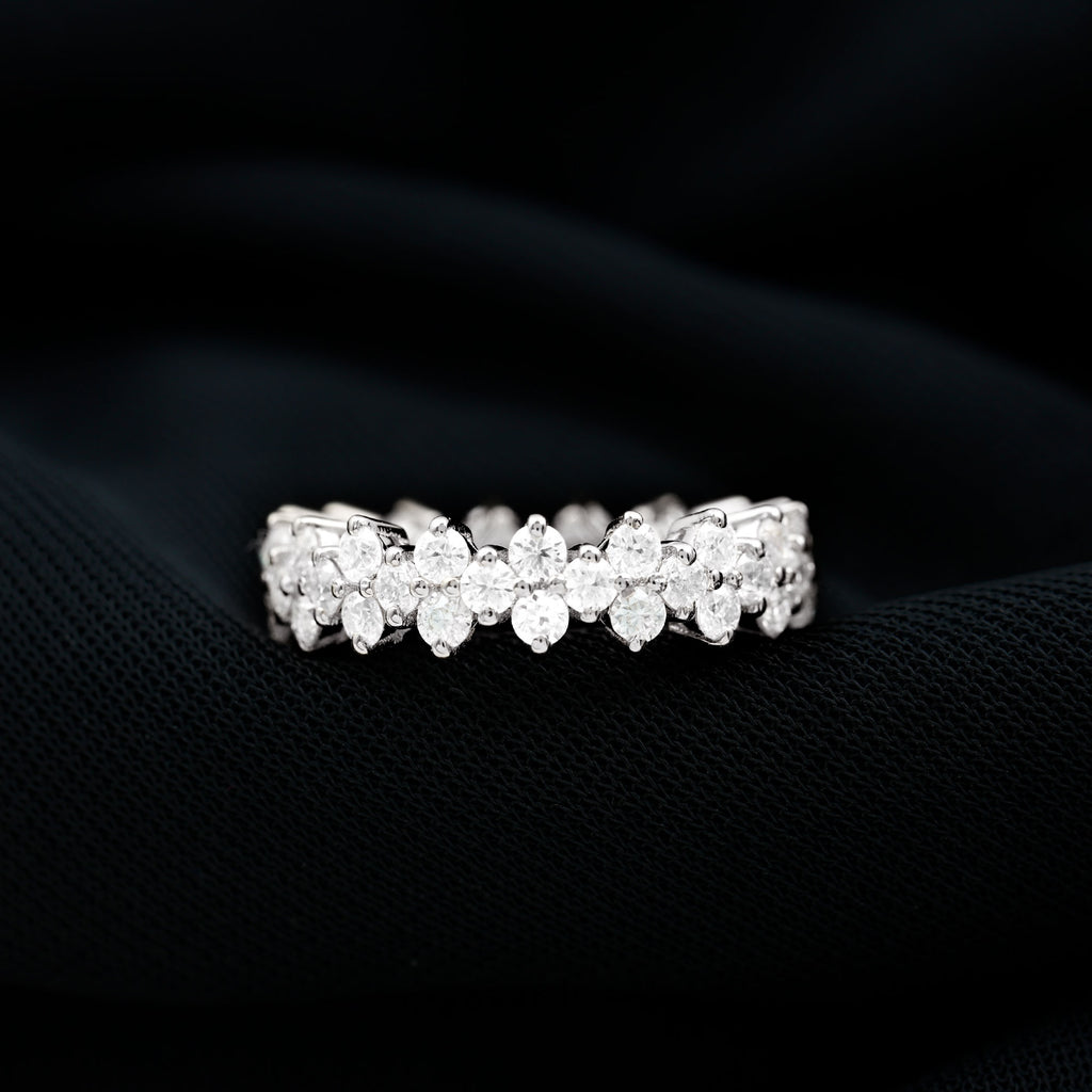 1.75 CT Moissanite Floral Band Ring, 925 Sterling Silver, US 4.00 F62489