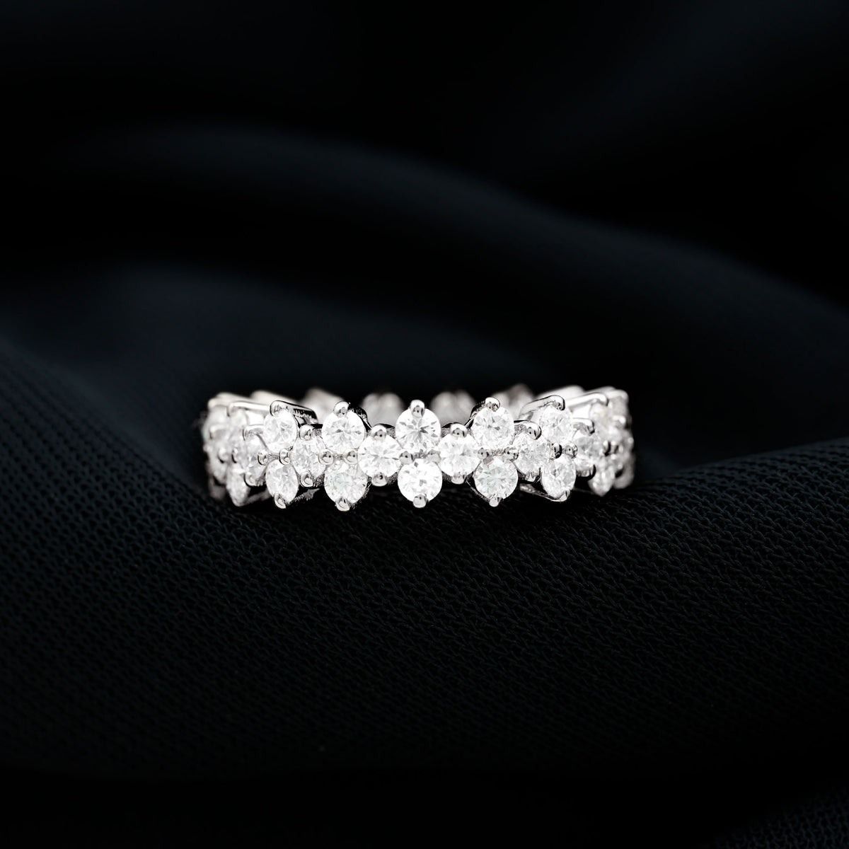 1.75 CT Moissanite Floral Band Ring, 925 Sterling Silver, US 4.00 F62489