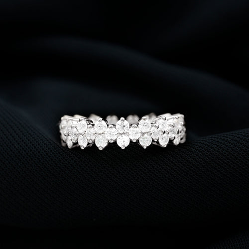 1.75 CT Moissanite Floral Band Ring, 925 Sterling Silver, US 4.00 F62489