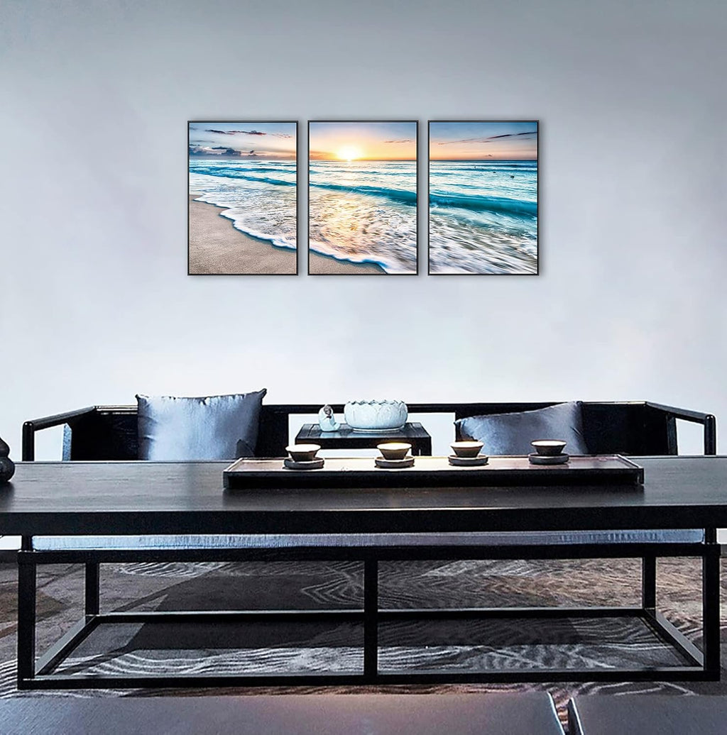 3 Pcs Framed 12x16 Beach Canvas Wall Art W811