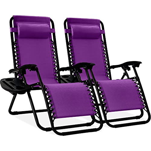 Set of 2 Black Adjustable Steel Mesh Zero Gravity Lounge Chair Recliners M4259