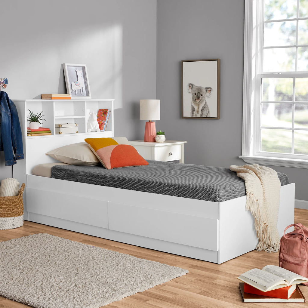 Twin Storage Bed with Bookcase Headboard D35037