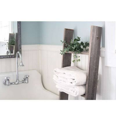 Gray Wood Ladder Bookcase, 4 Shelves Q471051