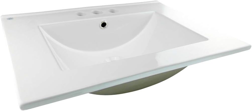 White Drop-in Rectangular Bathroom Sink with Overflow G215029