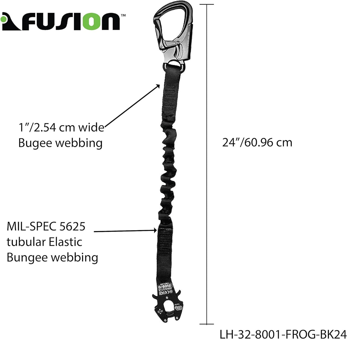 2Ft Elastic Bungee Lanyard with Snap Hook, Black, 24 Inches Q443840