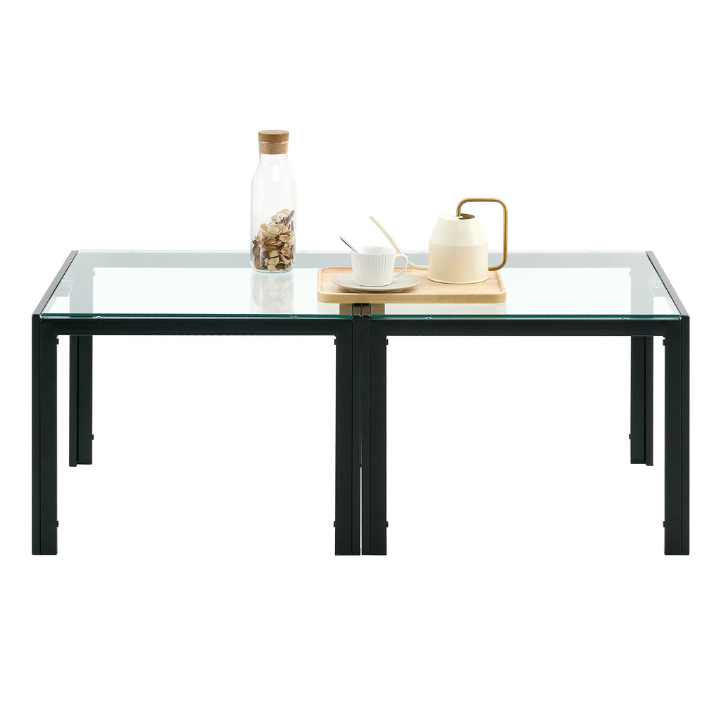 Coffee Table Set of 2 Tempered Glass W50325