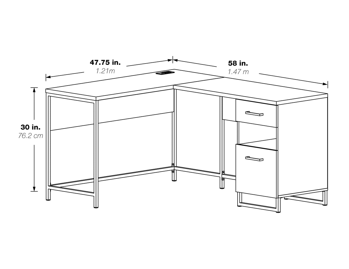 L-Shape Desk with Power and Storage M704