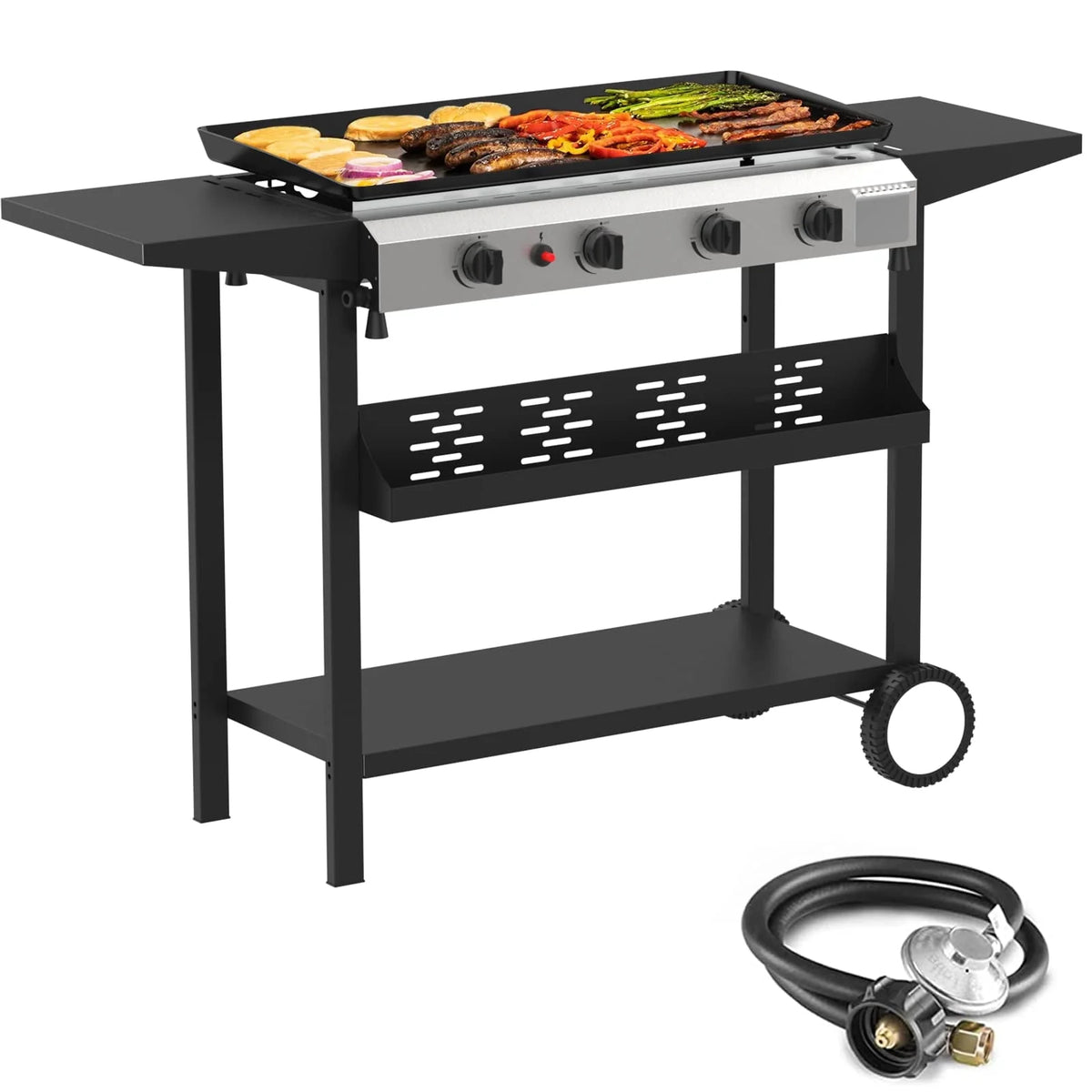3 Burner Propane Gas Griddle with Side Shelves B990