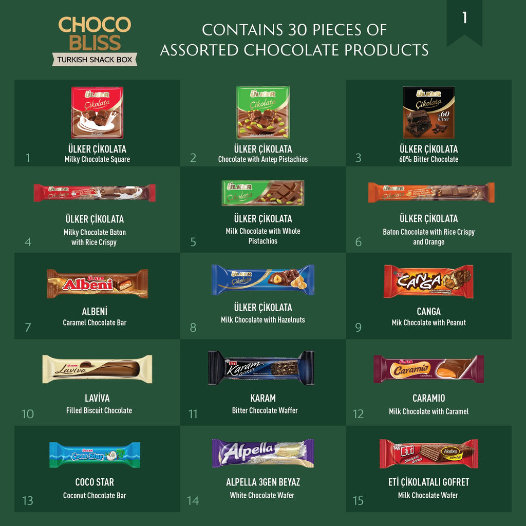 International Snack Box, 30 Full-Size Chocolate Assortment Bars P87588