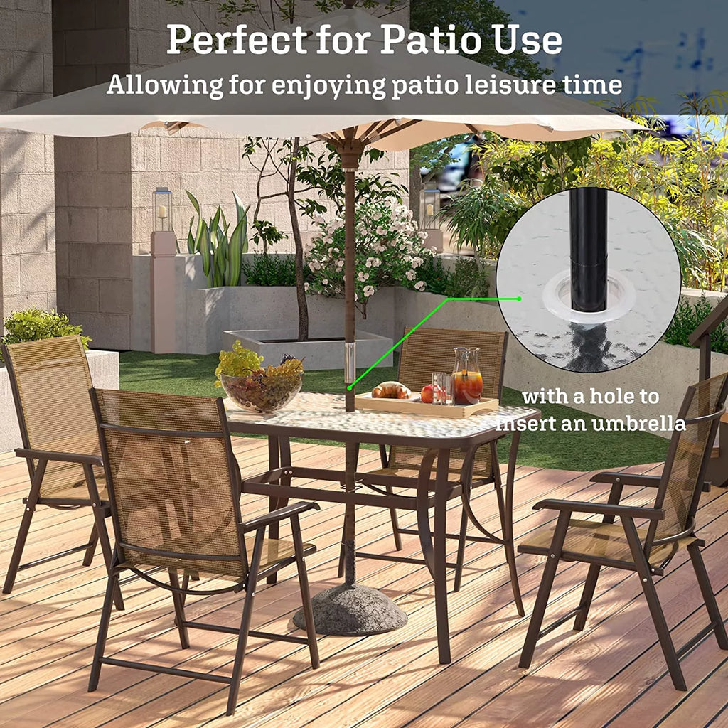 Black 47 inch Tempered Glass Patio Dining Table Q31963