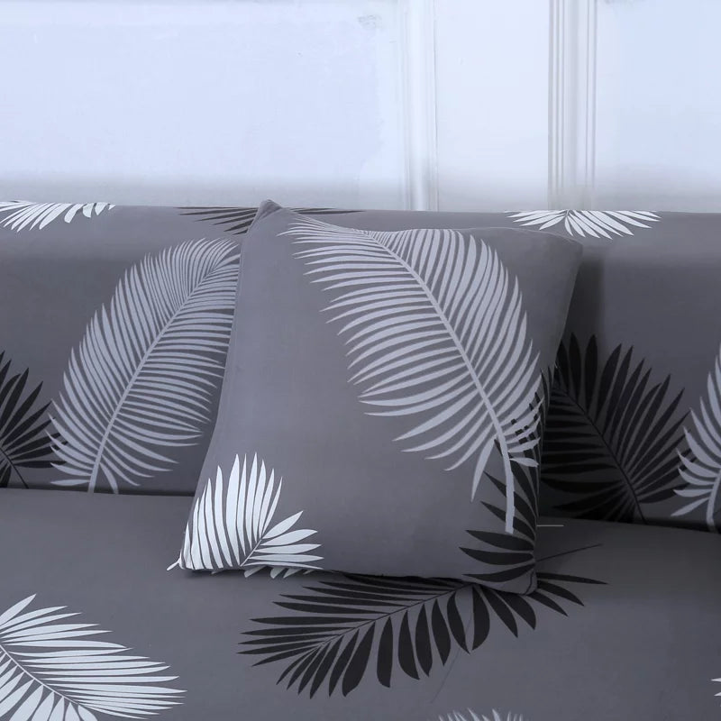 Floral Pattern 2 Pieces L Shaped Sofa Cover Set Q753