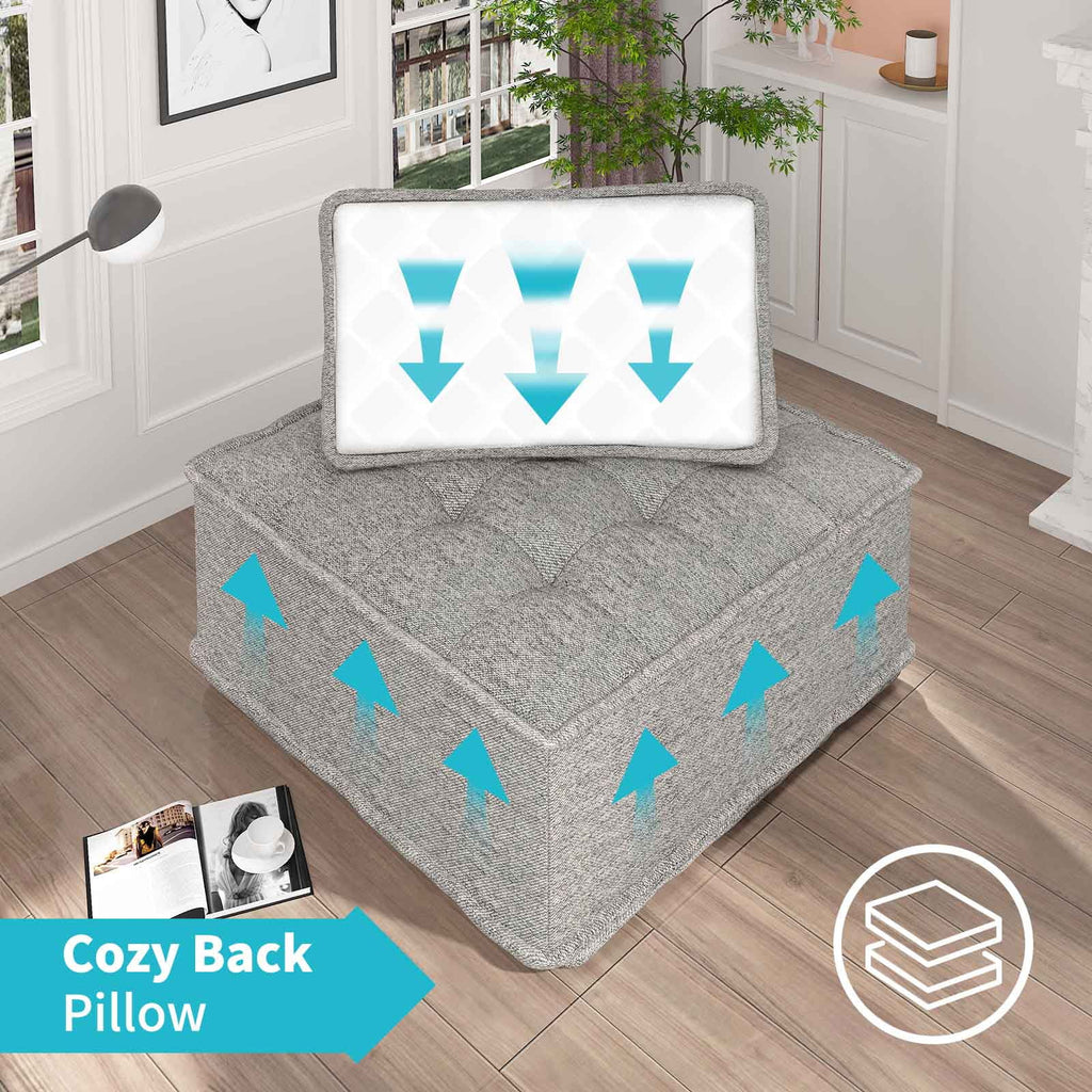 Light Grey Modular Sectional Sofa with Ottoman R696915
