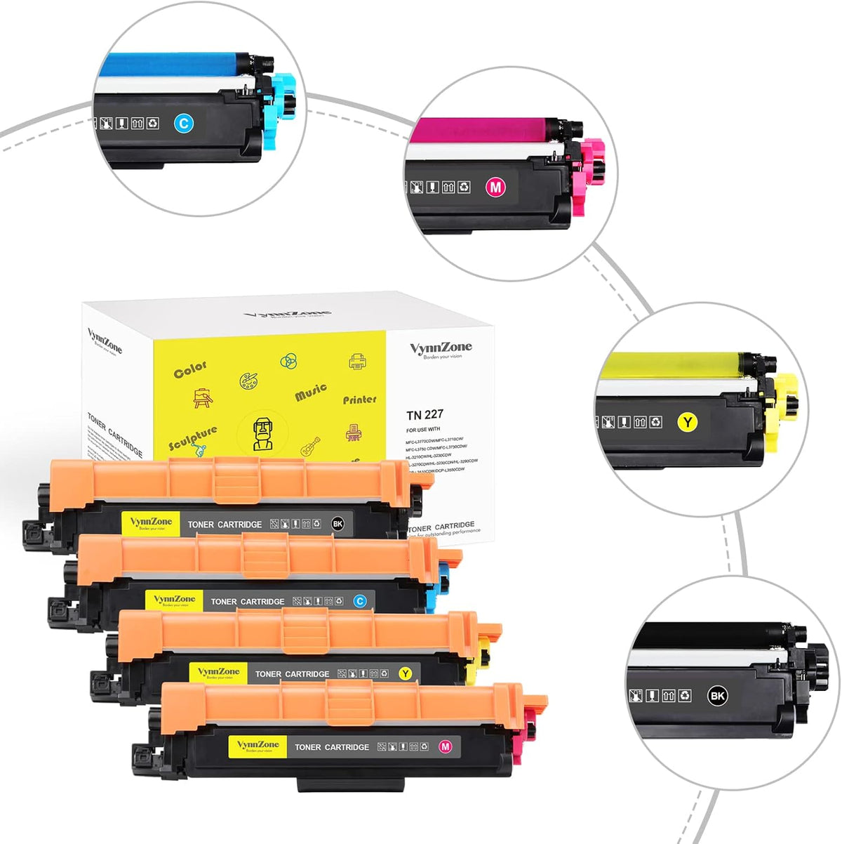 Toner Cartridge 4 Pack Black Cyan Magenta Yellow L6552