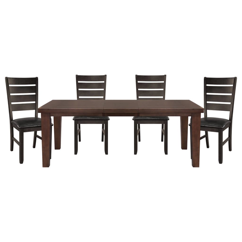 Dark Oak Rectangular Wooden Dining Table with Extension Leaf J437588
