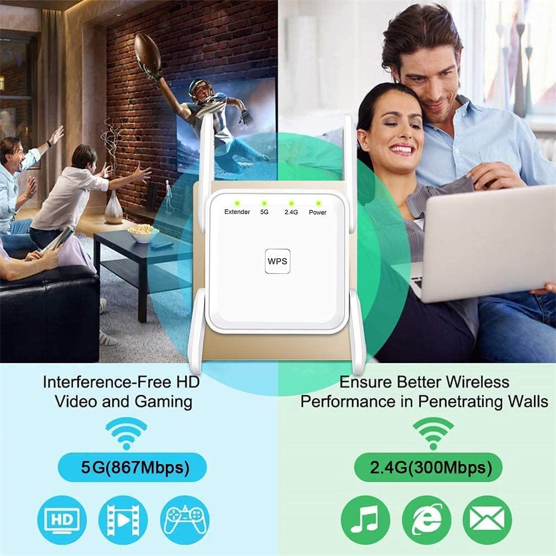WiFi Extender 1200Mbps Pack of 2 with Ethernet Port P33349