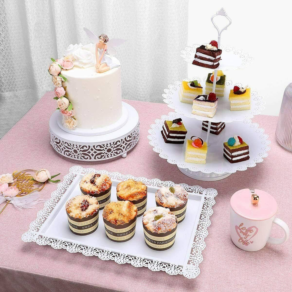 White Metal 3 Piece Cake Stand Set P50125