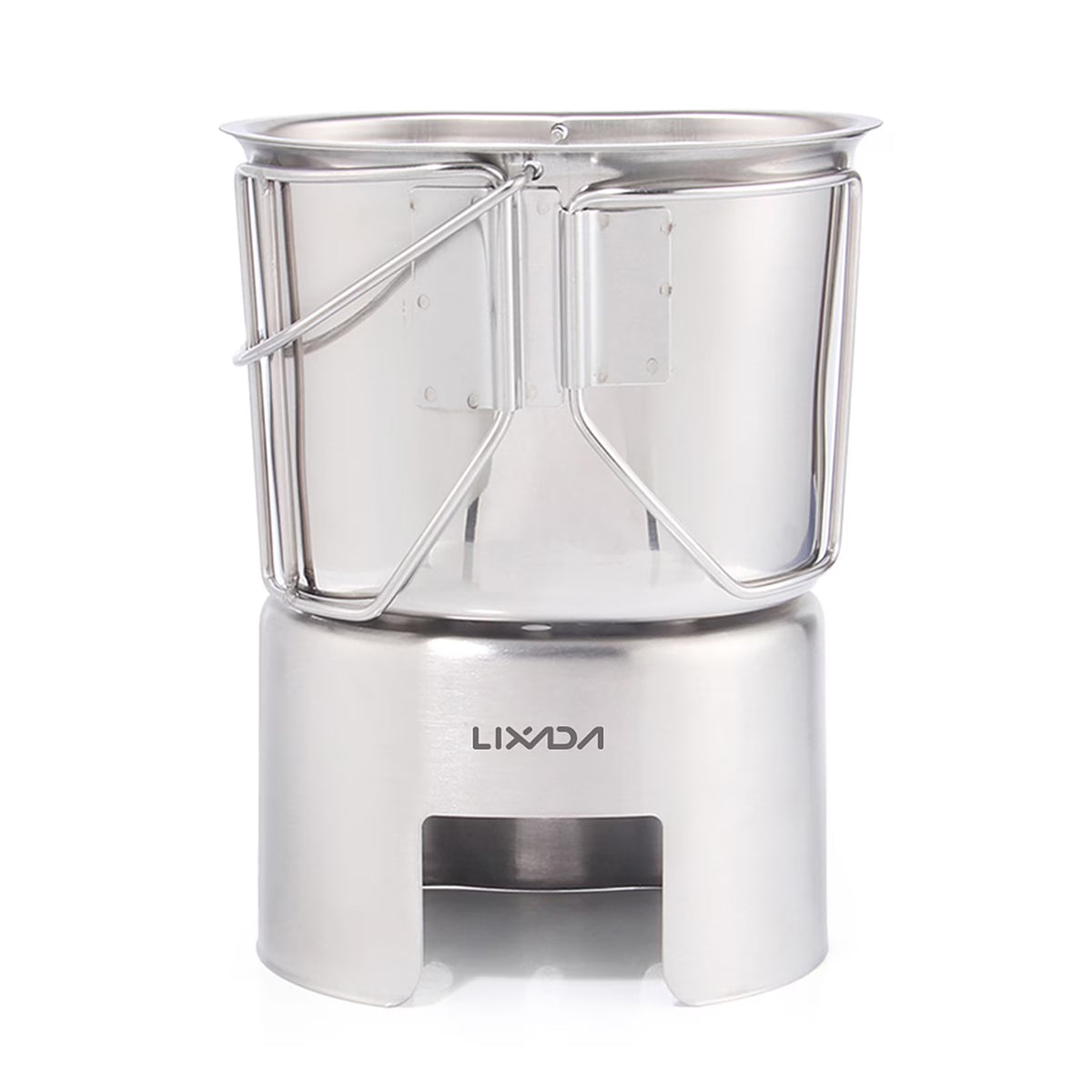 Stainless Steel Camping Cookware Pot and Wood Stove Set U218356