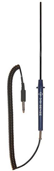 Thermistor Probe, PFA Coated, 10 inch L x 0.2 inch Dia, 5 Feet Cable, 1/4 inch Phono Plug Y8174