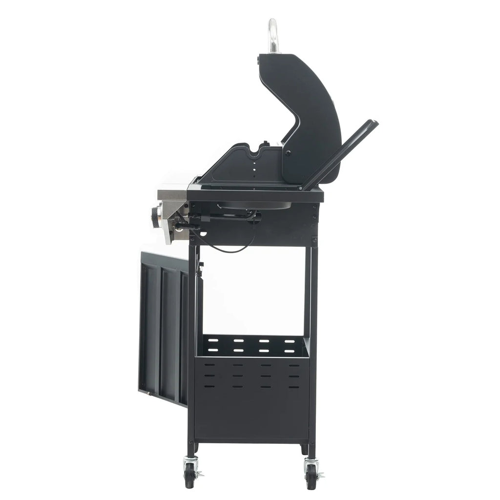 3 Burner Propane Gas Grill with Side Burner, Stainless Steel, Black D676