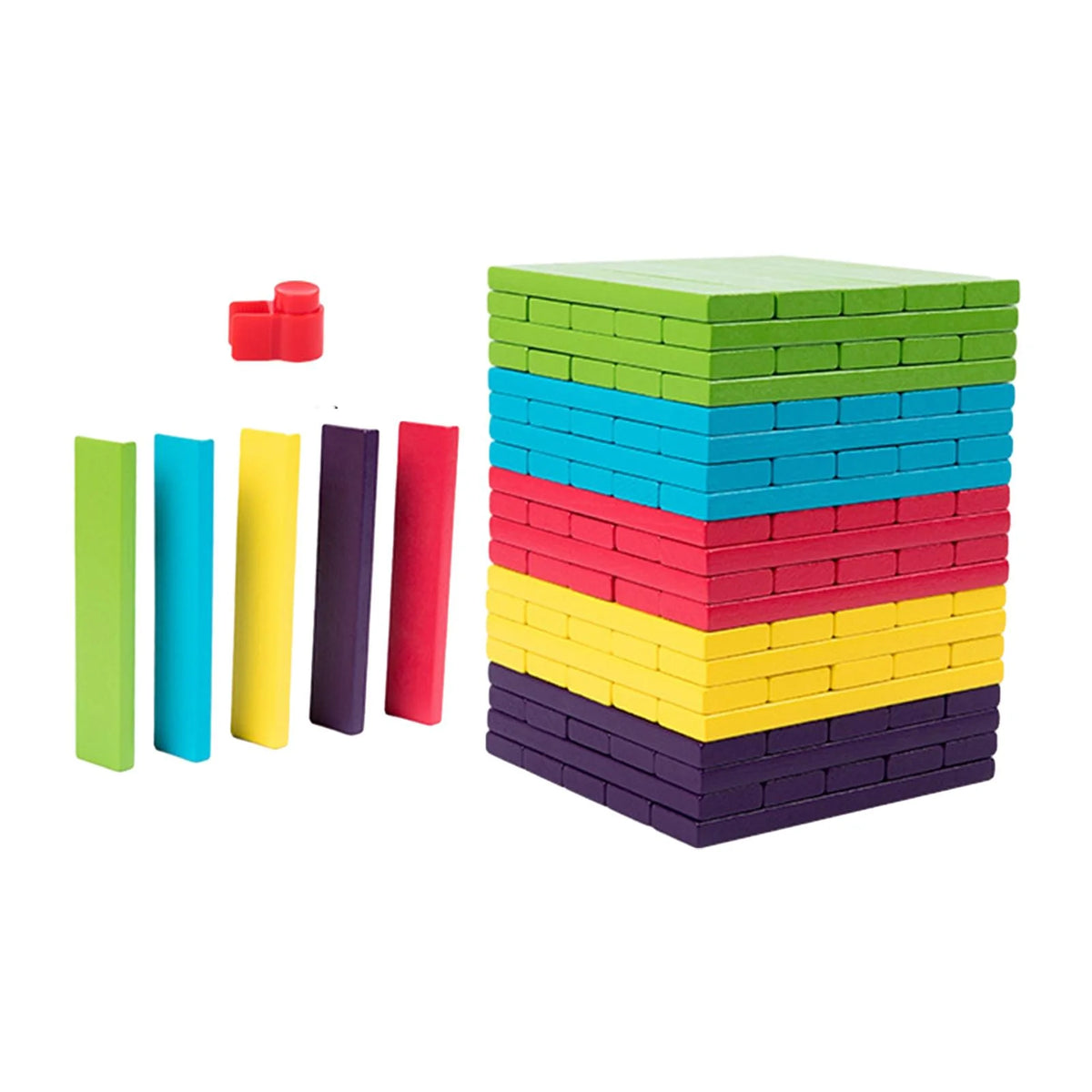 100 Pieces Wooden Stacking Blocks Building Kits Board Game E7188