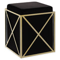 Black Velvet Square Ottoman N724728