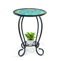 Two Tier Green Mosaic Outdoor Side Table N60466