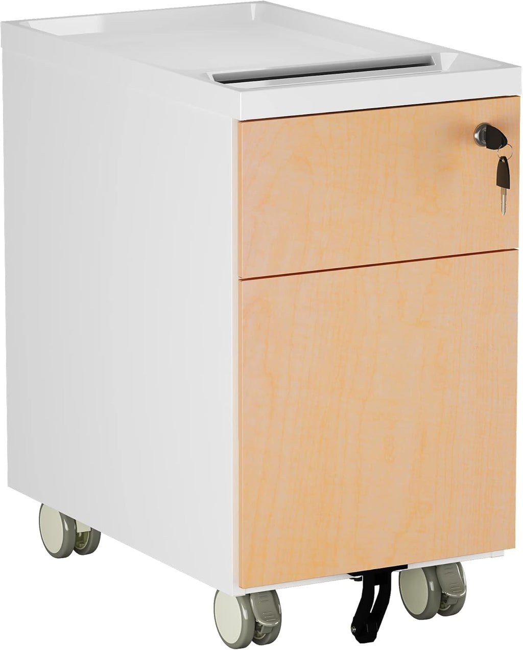 Black 2-Drawer Mobile Filing Cabinet with Lock and Casters D695