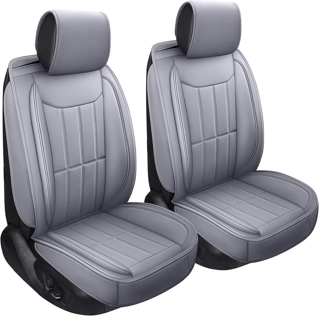 Gray PU Leather Car Seat Covers Front Pair H6215