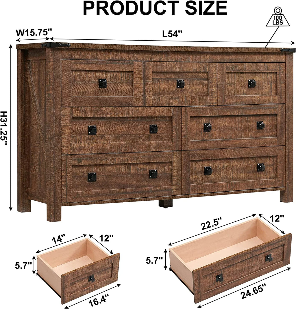 Wood 7 Drawers Dresser Storage Cabinet R33326