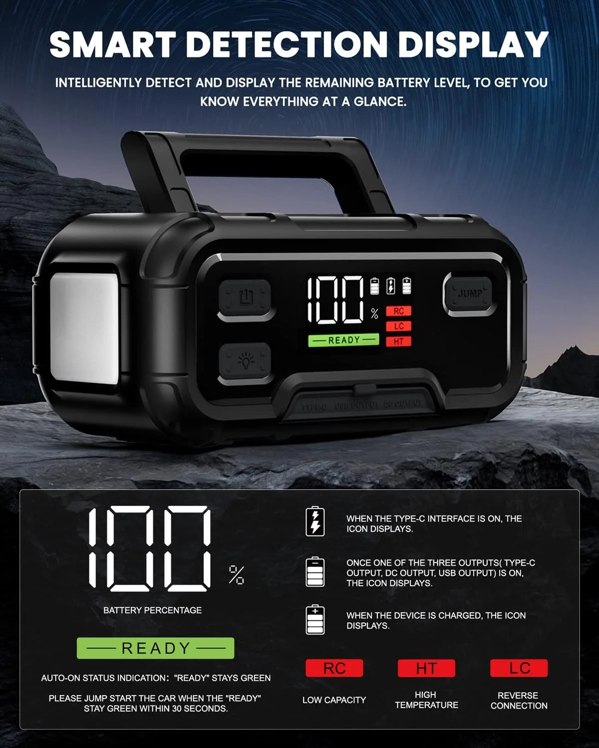 32000mAh 12V Battery Jump Starter with LED Display G686552