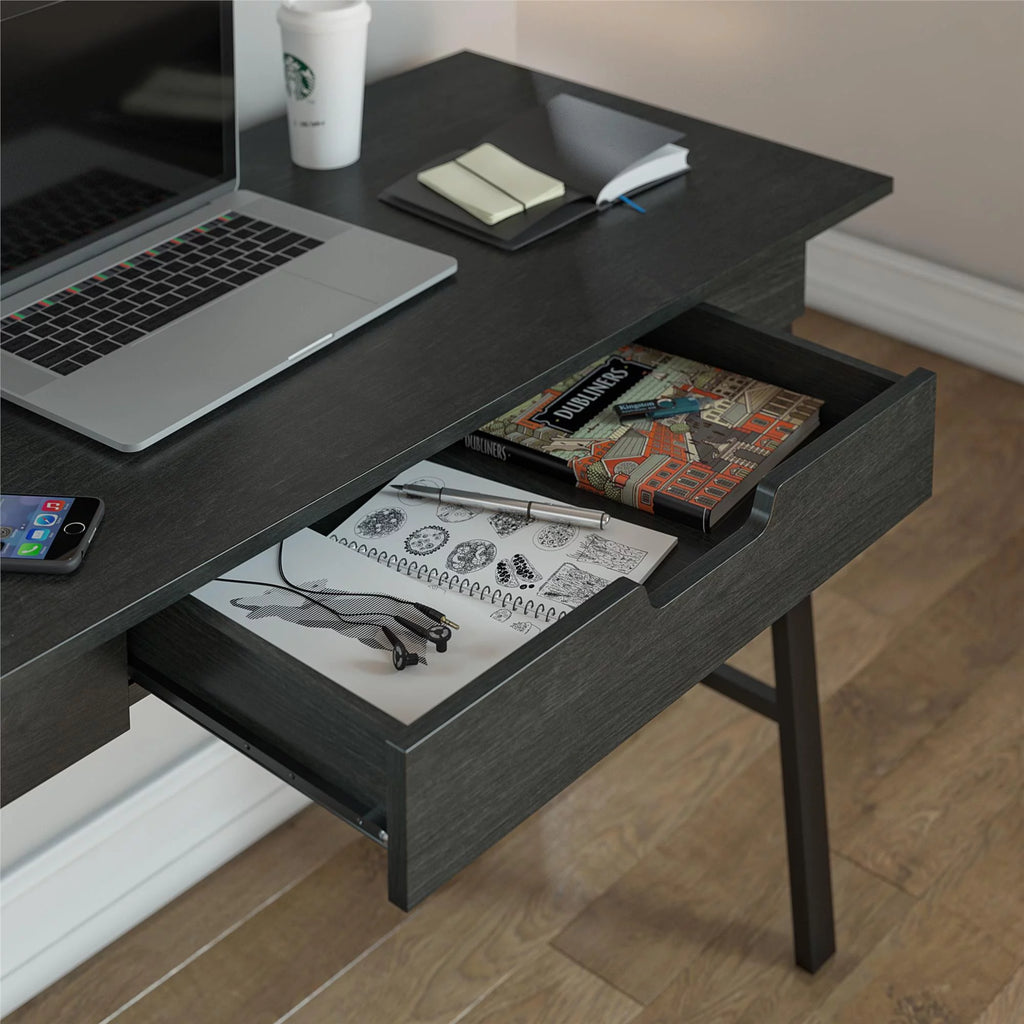 Black Oak Computer Desk with Drawer E976
