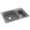 Solid Surface Kitchen Sink 2-Hole Gray Granite U885434