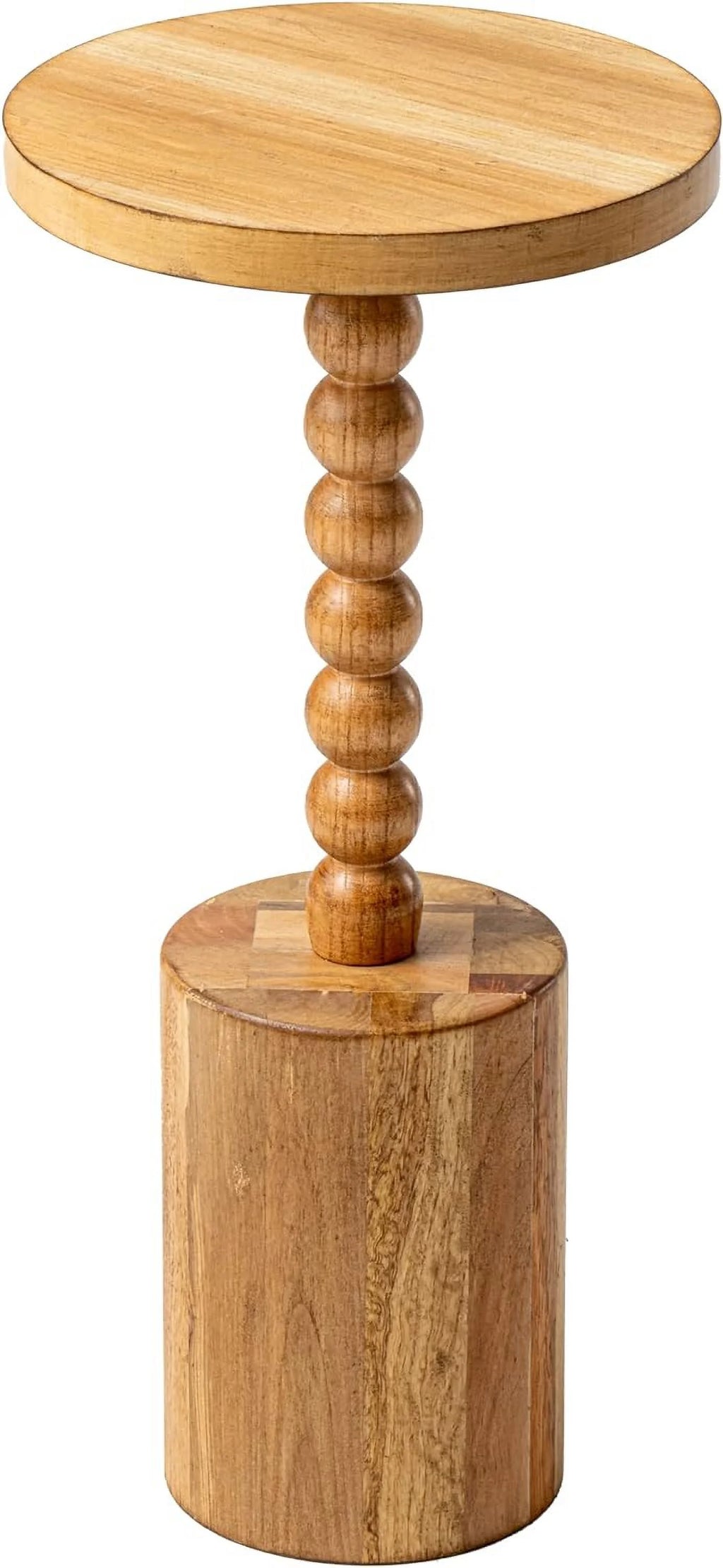 Round Rustic Wood Pedestal End Table F18381