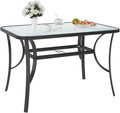 Black 47 inch Tempered Glass Patio Dining Table Q31963