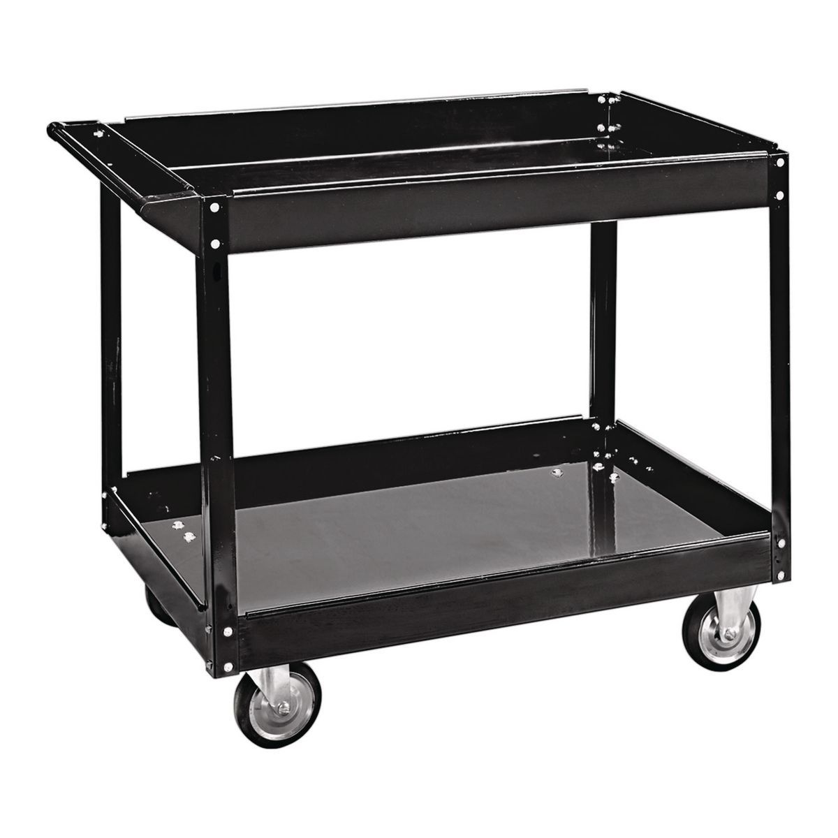 36 in. x 24 in. Two Shelf Steel Service Cart, Black X176920