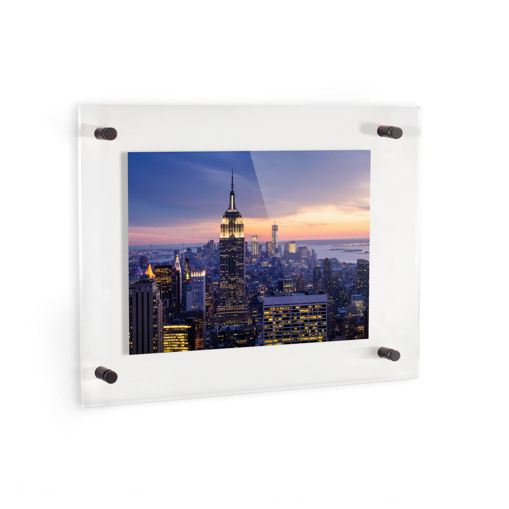 Acrylic Floating Frame for Pictures Up to 22x27 Inches with Black Acrylic Standoff Q124